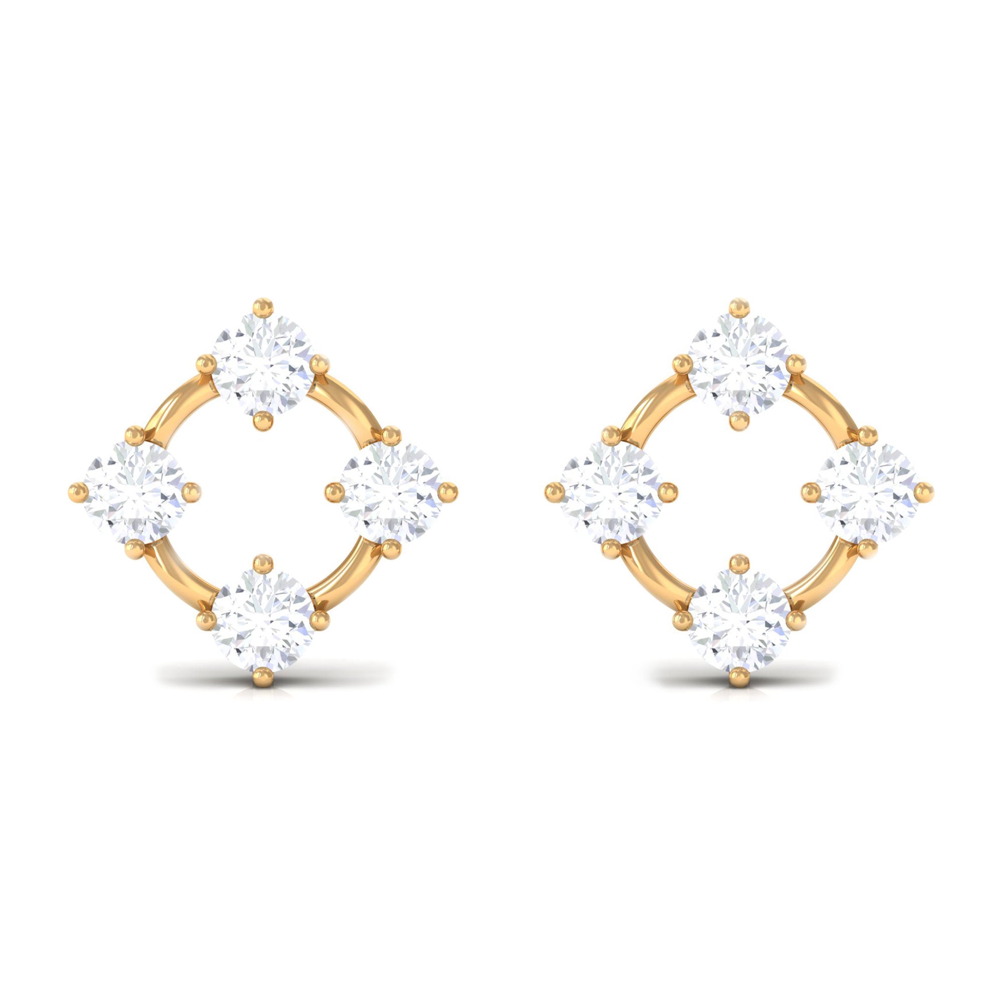 1/2 CT Simple Zircon Gold Stud Earrings in Prong Setting Zircon - ( AAAA ) - Quality - Rosec Jewels