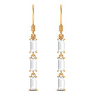 3/4 CT Baguette Cut Moissanite Three Stone Dangle Earrings Moissanite - ( D-VS1 ) - Color and Clarity - Rosec Jewels