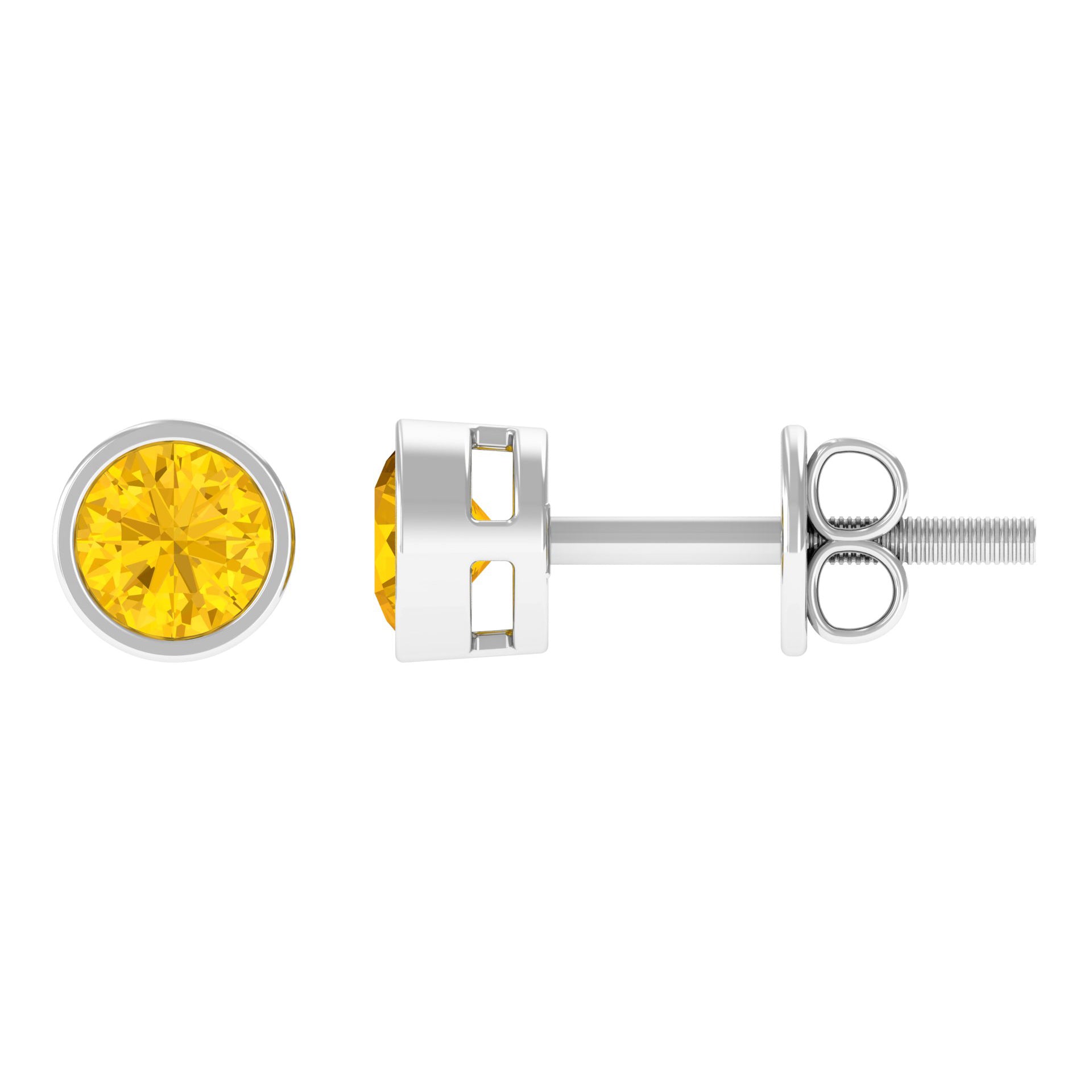 Yellow Sapphire Sterling Silver Half Hoop offers Stud Earrings