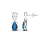 Pear Cut London Blue Topaz and Diamond Bridal Drop Earrings London Blue Topaz - ( AAA ) - Quality - Rosec Jewels