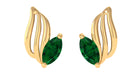 Marquise Shape Emerald Petal Stud Earrings with Screw Back Emerald - ( AAA ) - Quality - Rosec Jewels