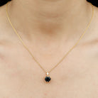 8 MM Heart Shape Black Onyx Solitaire Pendant with Decorative Bail Black Onyx - ( AAA ) - Quality - Rosec Jewels