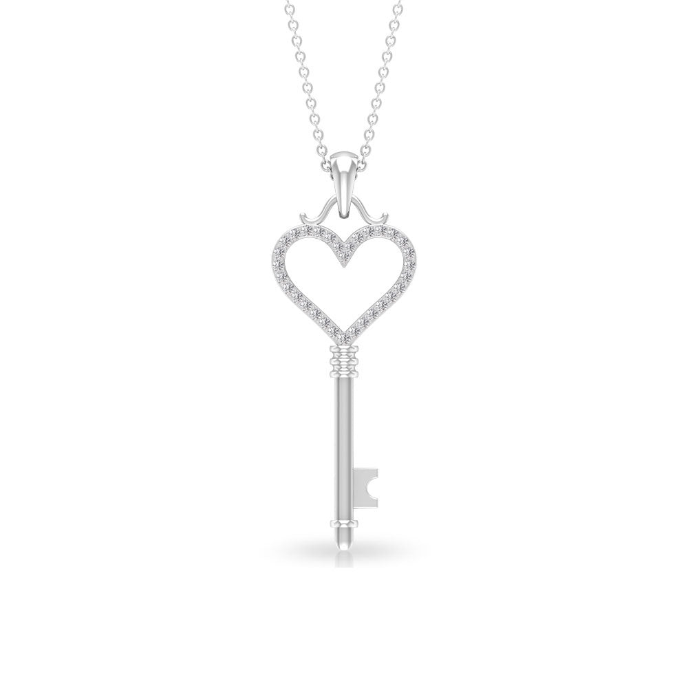 Emotions Sterling Silver Cubic Zirconia Heart Key Pendant