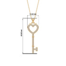 Open Heart Key Pendant with Zircon Zircon - ( AAAA ) - Quality - Rosec Jewels