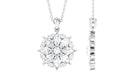 Round and Marquise Cut Moissanite Statement Flower Pendant Moissanite - ( D-VS1 ) - Color and Clarity - Rosec Jewels