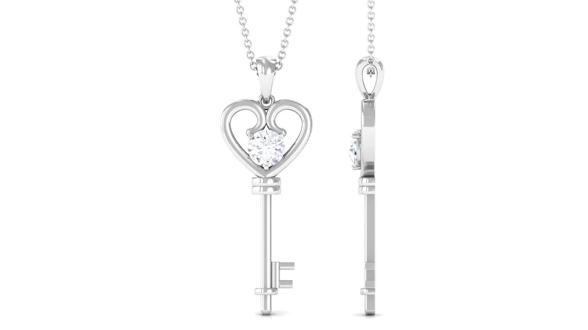 *SALE* Real Moissanite Key cheapest Heart Necklace