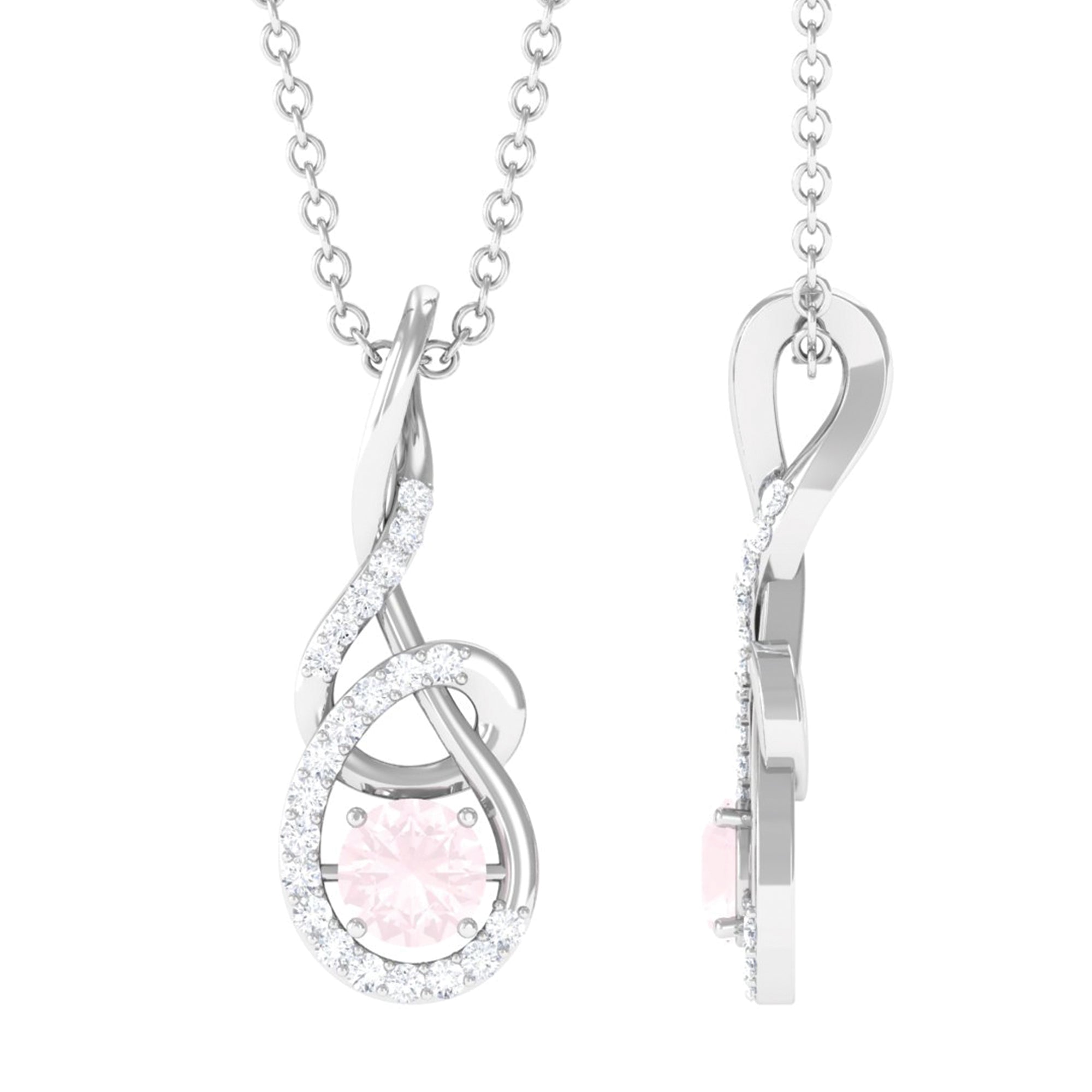 Rose Pink Quartz Pendant Rose top Quartz Smoky Topaz Sterling Silver Necklace Earrings Set