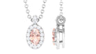 Oval Morganite Pendant Necklace with Diamond Halo Morganite - ( AAA ) - Quality - Rosec Jewels