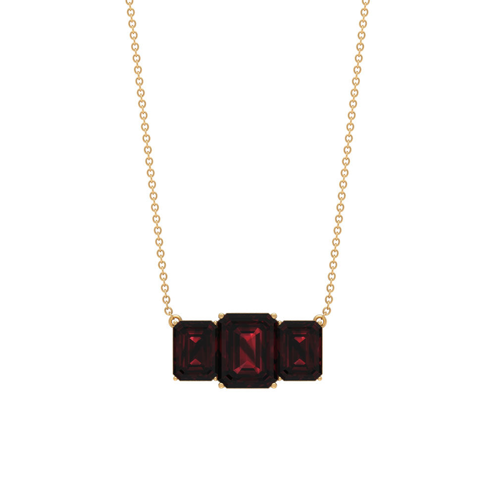 3 CT Three Stone Octagon Shape Garnet Pendant Necklace for Women Garnet - ( AAA ) - Quality - Rosec Jewels