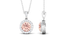 Real Morganite Pendant Necklace With Diamond Halo Morganite - ( AAA ) - Quality - Rosec Jewels