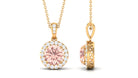 Real Morganite Pendant Necklace With Diamond Halo Morganite - ( AAA ) - Quality - Rosec Jewels