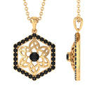 0.50 CT Round Cut Black Onyx Flower Pendant in Gold Black Onyx - ( AAA ) - Quality - Rosec Jewels