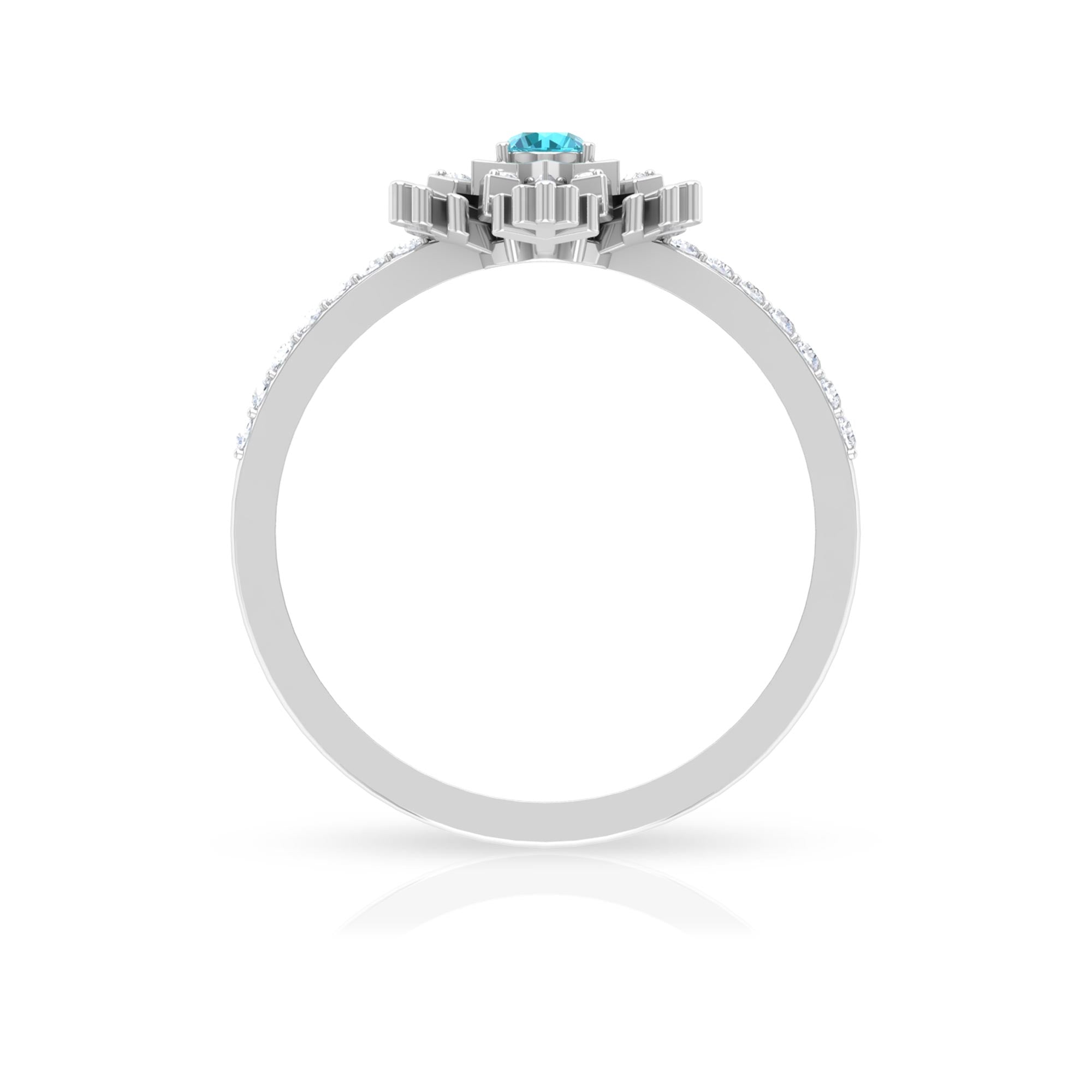 0.25 CT Swiss Blue Topaz and Diamond Snowflake Ring in Prong Setting Swiss Blue Topaz - ( AAA ) - Quality - Rosec Jewels