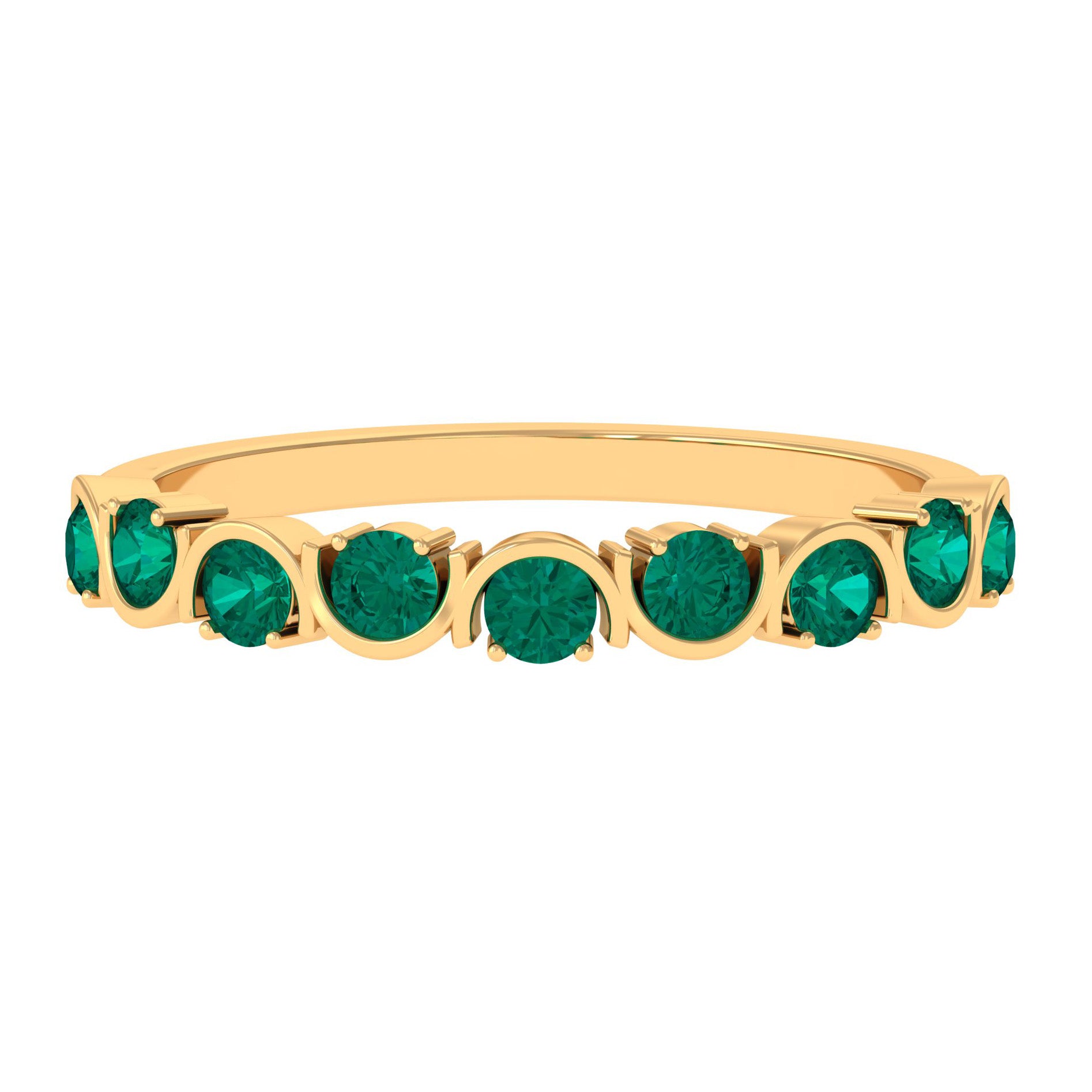 3 4 CT Natural Green Emerald Semi Eternity Ring Rosec Jewels
