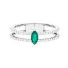 3/4 CT Minimal Marquise Cut Emerald and Diamond Double Band Ring Emerald - ( AAA ) - Quality - Rosec Jewels