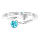 1/4 CT Swiss Blue Topaz Wrap Ring in Bezel Setting Swiss Blue Topaz - ( AAA ) - Quality - Rosec Jewels