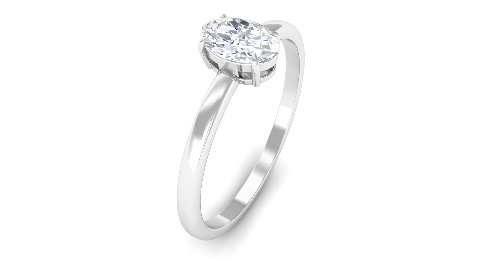 1/2 CT April Birthstone Oval Diamond Solitaire Engagement Ring Diamond - ( HI-SI ) - Color and Clarity - Rosec Jewels