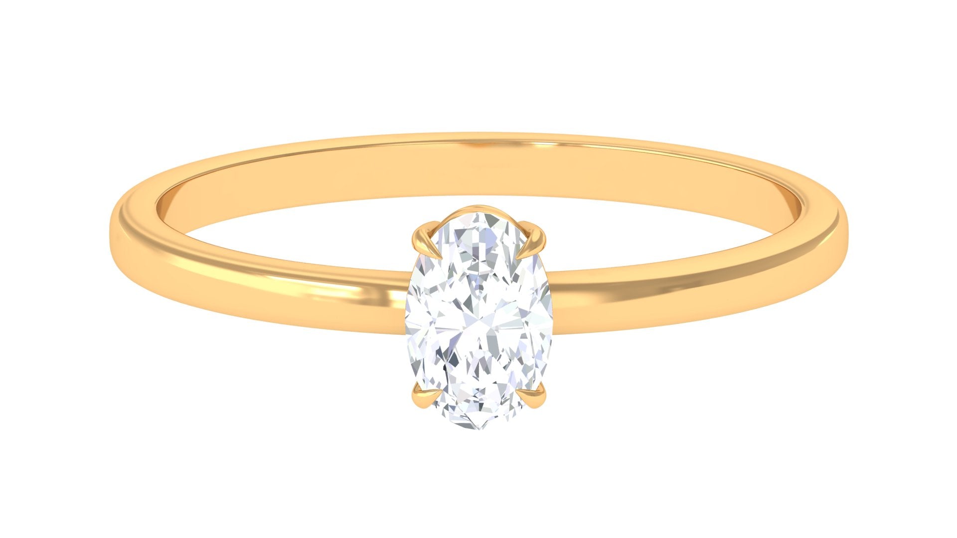 1/2 CT April Birthstone Oval Diamond Solitaire Engagement Ring Diamond - ( HI-SI ) - Color and Clarity - Rosec Jewels