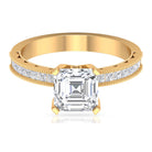 Asscher Cut Zircon Solitaire Engagement Ring Zircon - ( AAAA ) - Quality - Rosec Jewels