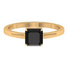 6 MM Asscher Cut Black Onyx Solitaire Ring for Women in Claw Setting with Gold Shank Black Onyx - ( AAA ) - Quality - Rosec Jewels