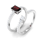 Garnet and Diamond Stackable Ring Set Garnet - ( AAA ) - Quality - Rosec Jewels