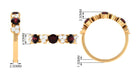 Alternate Garnet and Pave Diamond Heart Half Eternity Ring Garnet - ( AAA ) - Quality - Rosec Jewels
