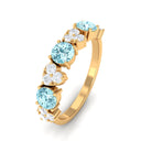 Aquamarine and Diamond Heart Shape Eternity Ring Aquamarine - ( AAA ) - Quality - Rosec Jewels