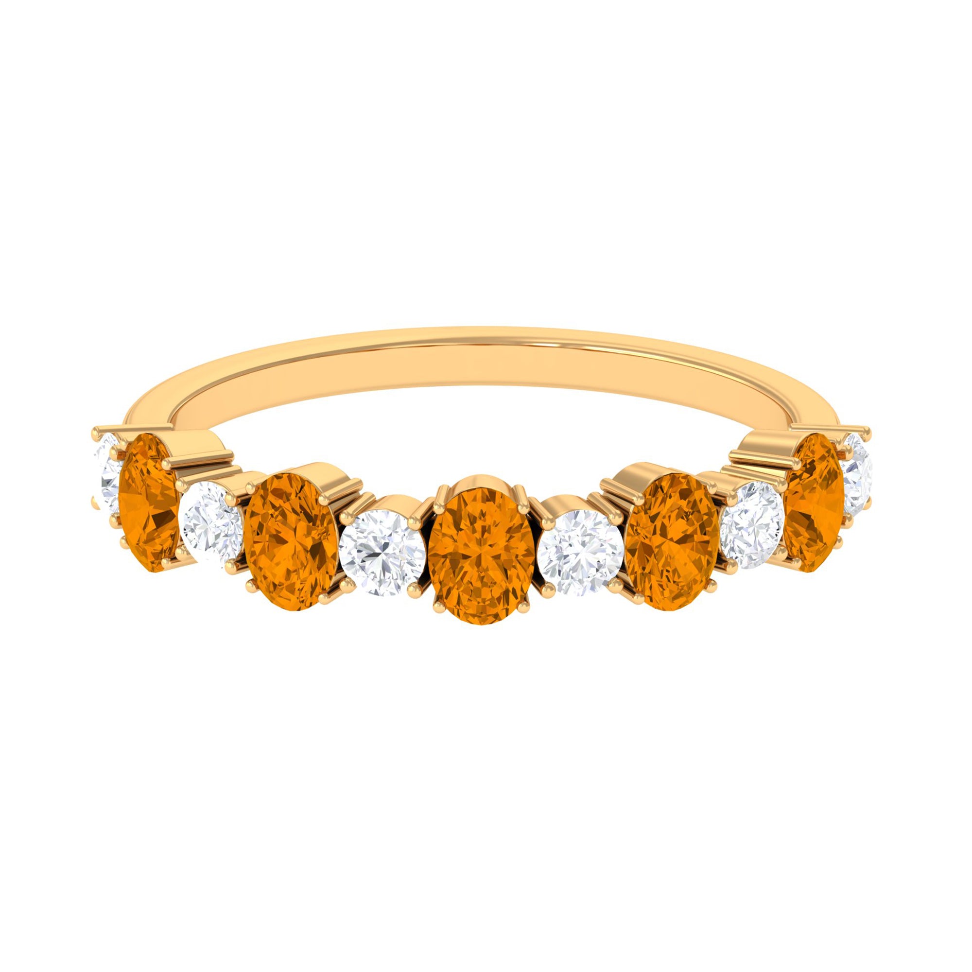 1.25 CT Alternate Citrine and Diamond Half Eternity Ring Citrine - ( AAA ) - Quality - Rosec Jewels