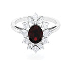 2.75 Carat Oval Garnet and Moissanite Cocktail Ring Garnet - ( AAA ) - Quality - Rosec Jewels