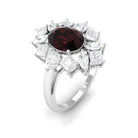 2.75 Carat Oval Garnet and Moissanite Cocktail Ring Garnet - ( AAA ) - Quality - Rosec Jewels