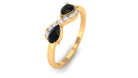 1/2 CT Pear Black Onyx Infinity Promise Ring with Diamond Black Onyx - ( AAA ) - Quality - Rosec Jewels