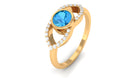 0.75 CT Swiss Blue Topaz Solitaire Ring with Diamond Accent Swiss Blue Topaz - ( AAA ) - Quality - Rosec Jewels