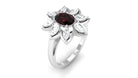 1.75 Ct Oval Garnet Flower Cocktail Ring with Moissanite Garnet - ( AAA ) - Quality - Rosec Jewels