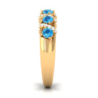 Designer Swiss Blue Topaz Anniversary Ring with Diamond Swiss Blue Topaz - ( AAA ) - Quality - Rosec Jewels