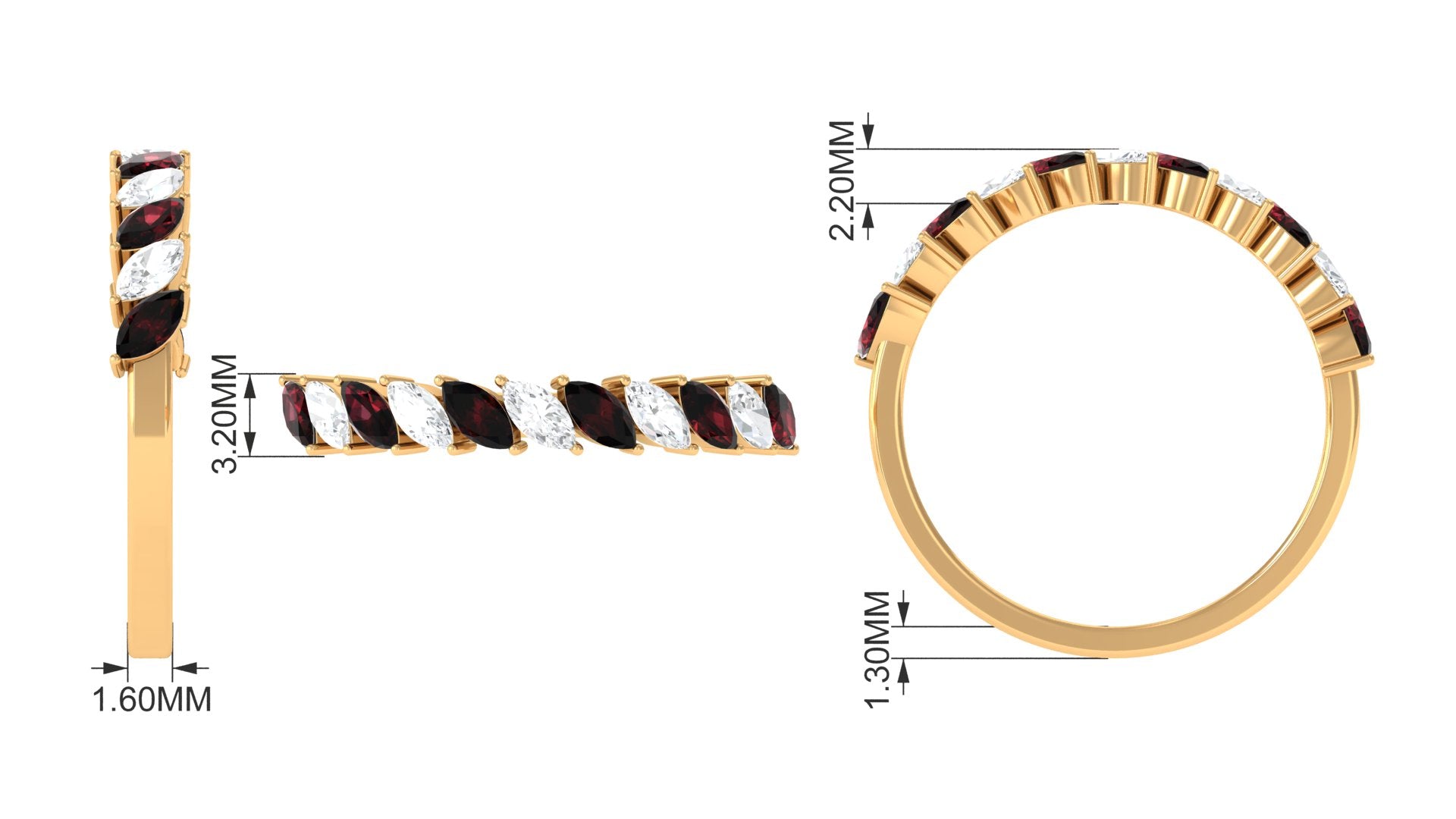Garnet and Diamond Half Eternity Ring Garnet - ( AAA ) - Quality - Rosec Jewels