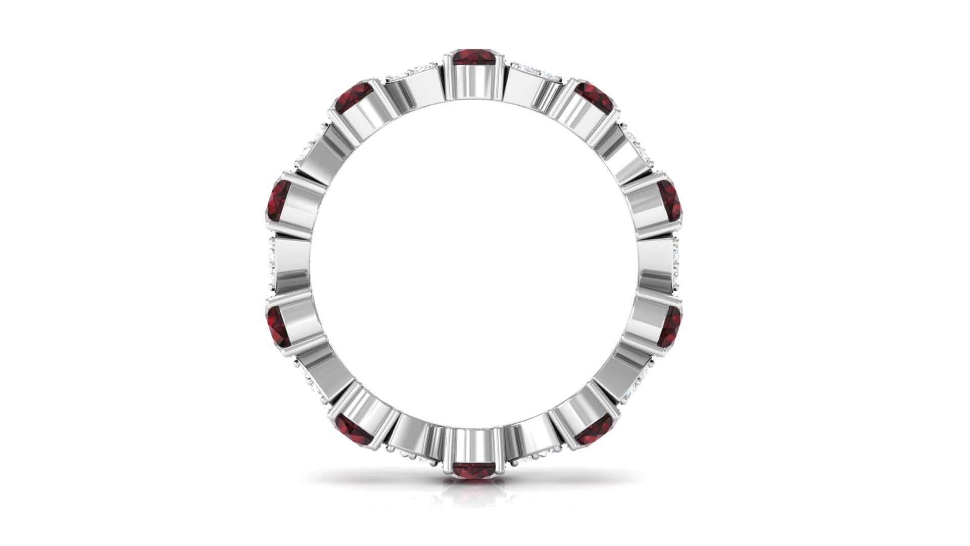 Designer Garnet and Diamond Eternity Ring Garnet - ( AAA ) - Quality - Rosec Jewels