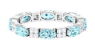 Real Aquamarine and Diamond Full Eternity Ring Aquamarine - ( AAA ) - Quality - Rosec Jewels