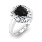 2.50 CT Black Spinel Teardrop Ring with Moissanite Black Spinel - ( AAA ) - Quality - Rosec Jewels