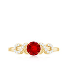 Round Shape Lab Grown Ruby Solitaire Infinity Ring with Diamond Lab Created Ruby - ( AAAA ) - Quality - Rosec Jewels