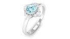 0.50 CT Bezel Set Aquamarine Flower Engagement Ring with Diamond Aquamarine - ( AAA ) - Quality - Rosec Jewels