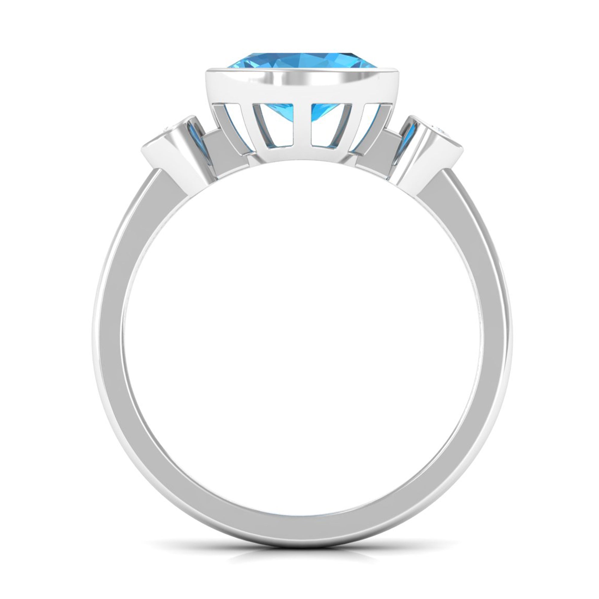 Oval Cut Swiss Blue Topaz Solitaire Ring with Diamond Stones Swiss Blue Topaz - ( AAA ) - Quality - Rosec Jewels