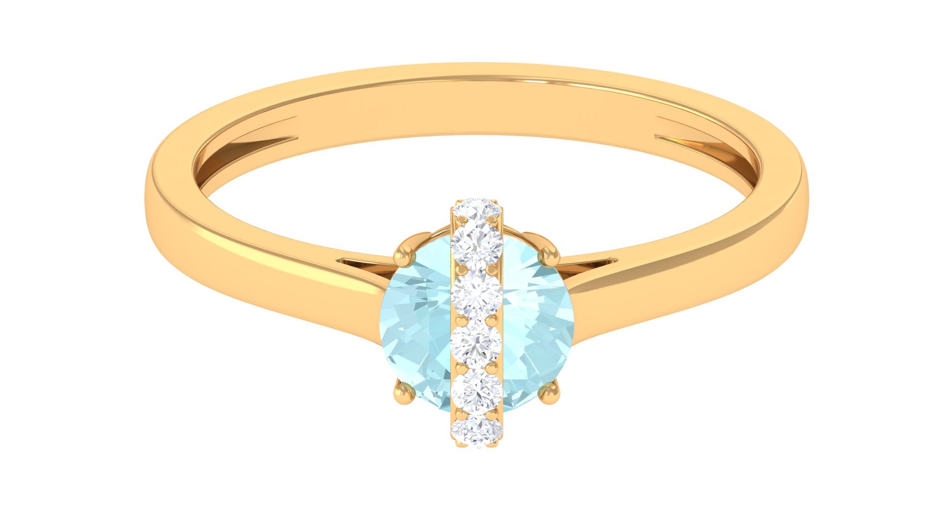 Round Sky Blue Topaz Designer Engagement Ring Sky Blue Topaz - ( AAA ) - Quality - Rosec Jewels