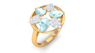 Sky Blue Topaz and Diamond Floral Cocktail Ring Sky Blue Topaz - ( AAA ) - Quality - Rosec Jewels