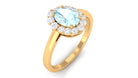 Classic Sky Blue Topaz Oval Cocktail Ring with Diamond Halo Sky Blue Topaz - ( AAA ) - Quality - Rosec Jewels