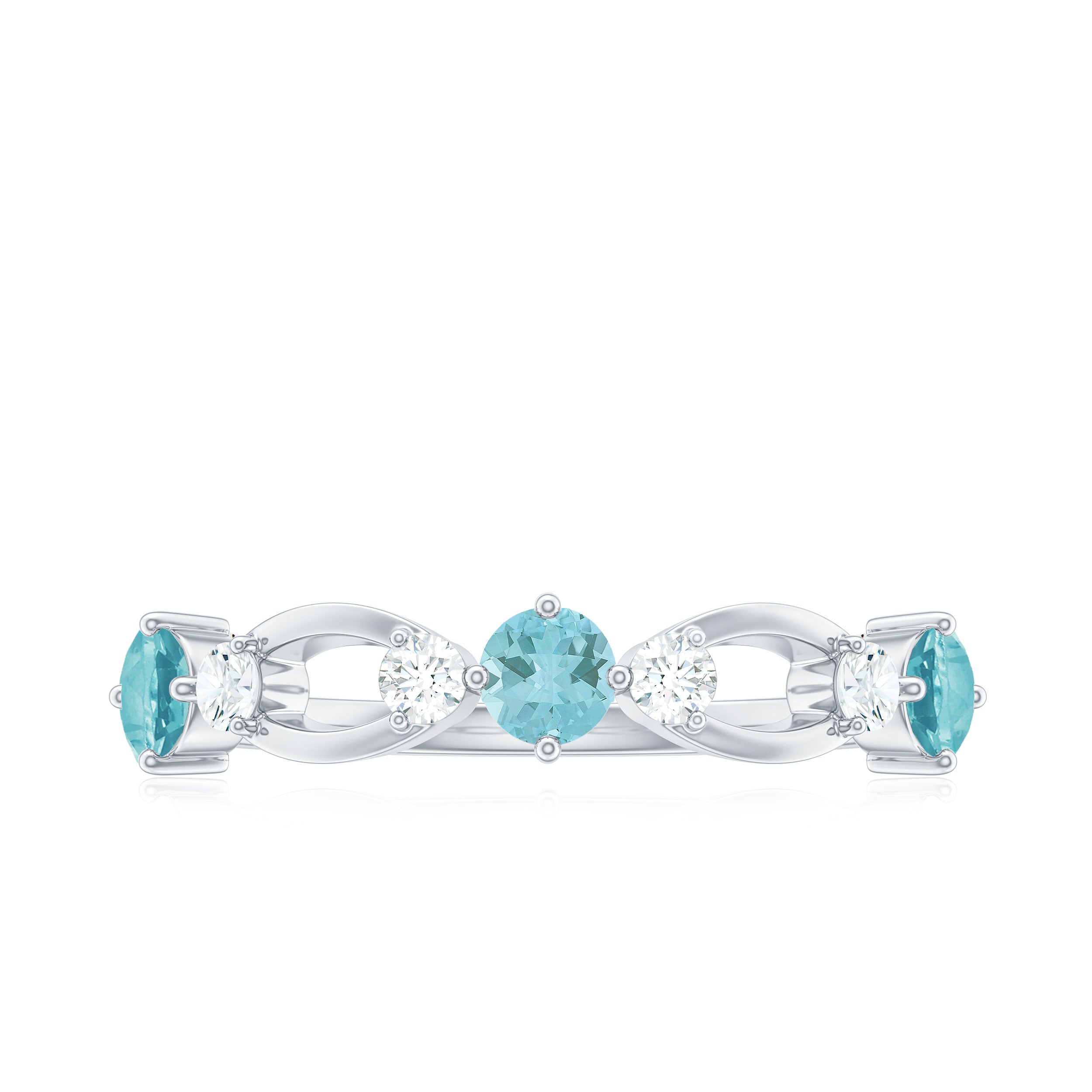 1/2 CT Sky Blue Topaz and Diamond Minimal Promise Ring Sky Blue Topaz - ( AAA ) - Quality - Rosec Jewels