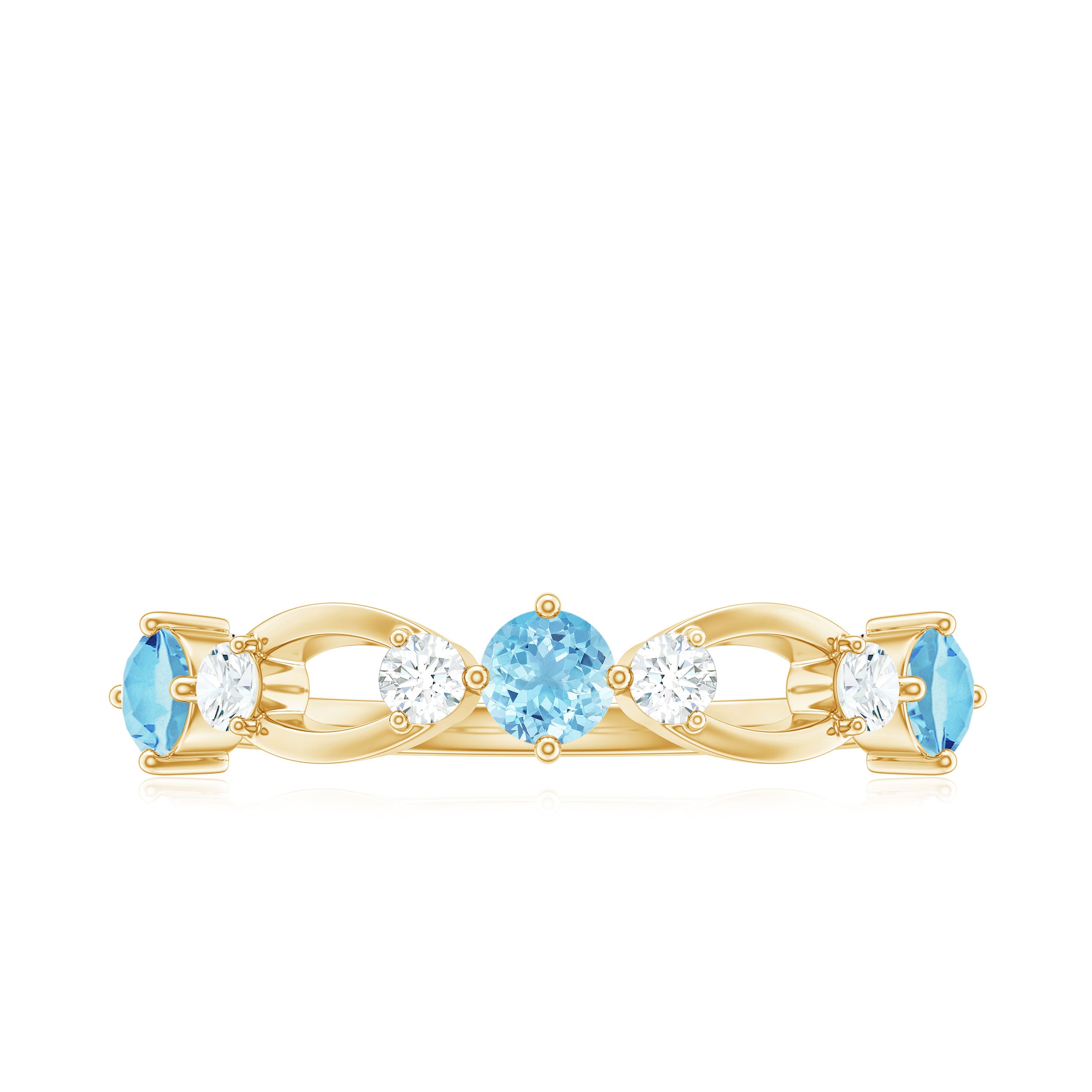 Aquamarine and Diamond Minimal Promise Ring Aquamarine - ( AAA ) - Quality - Rosec Jewels