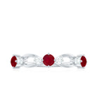 Real Ruby and Diamond Minimal Promise Ring Ruby - ( AAA ) - Quality - Rosec Jewels