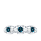 London Blue Topaz Half Eternity Ring with Diamond London Blue Topaz - ( AAA ) - Quality - Rosec Jewels