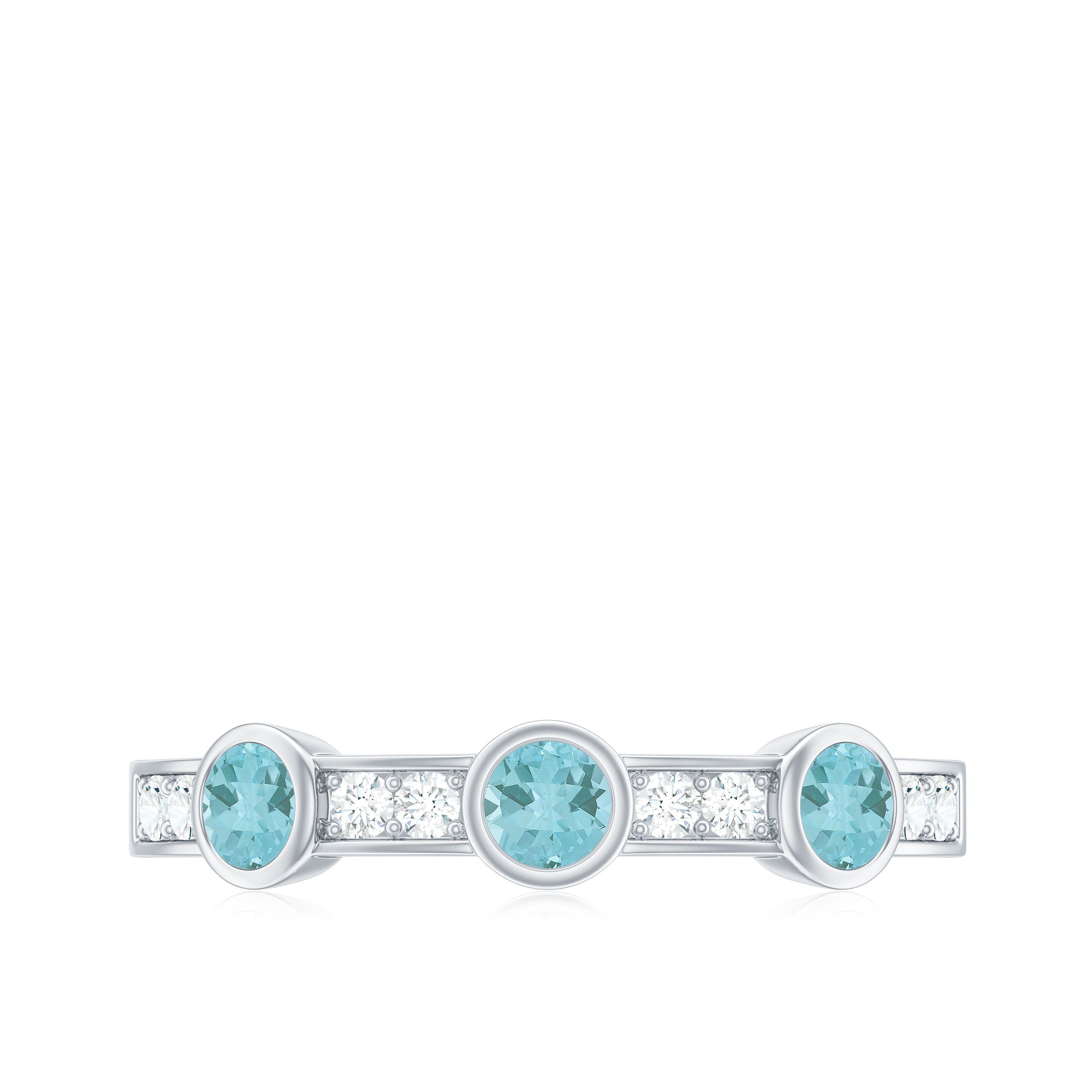 1/2 CT Sky Blue Topaz and Diamond Minimal Half Eternity Ring Sky Blue Topaz - ( AAA ) - Quality - Rosec Jewels