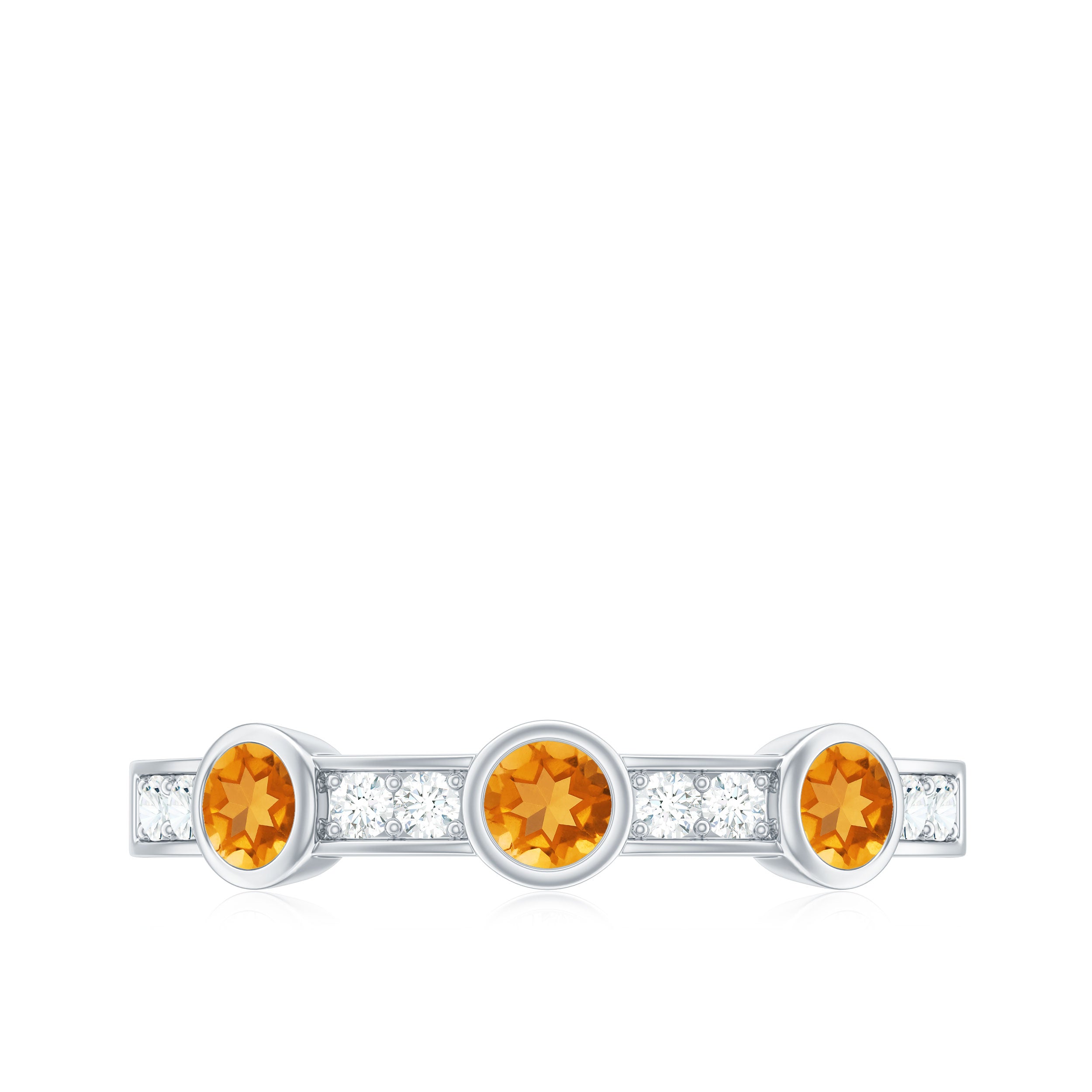 1/2 CT Citrine and Diamond Minimal Half Eternity Ring Citrine - ( AAA ) - Quality - Rosec Jewels